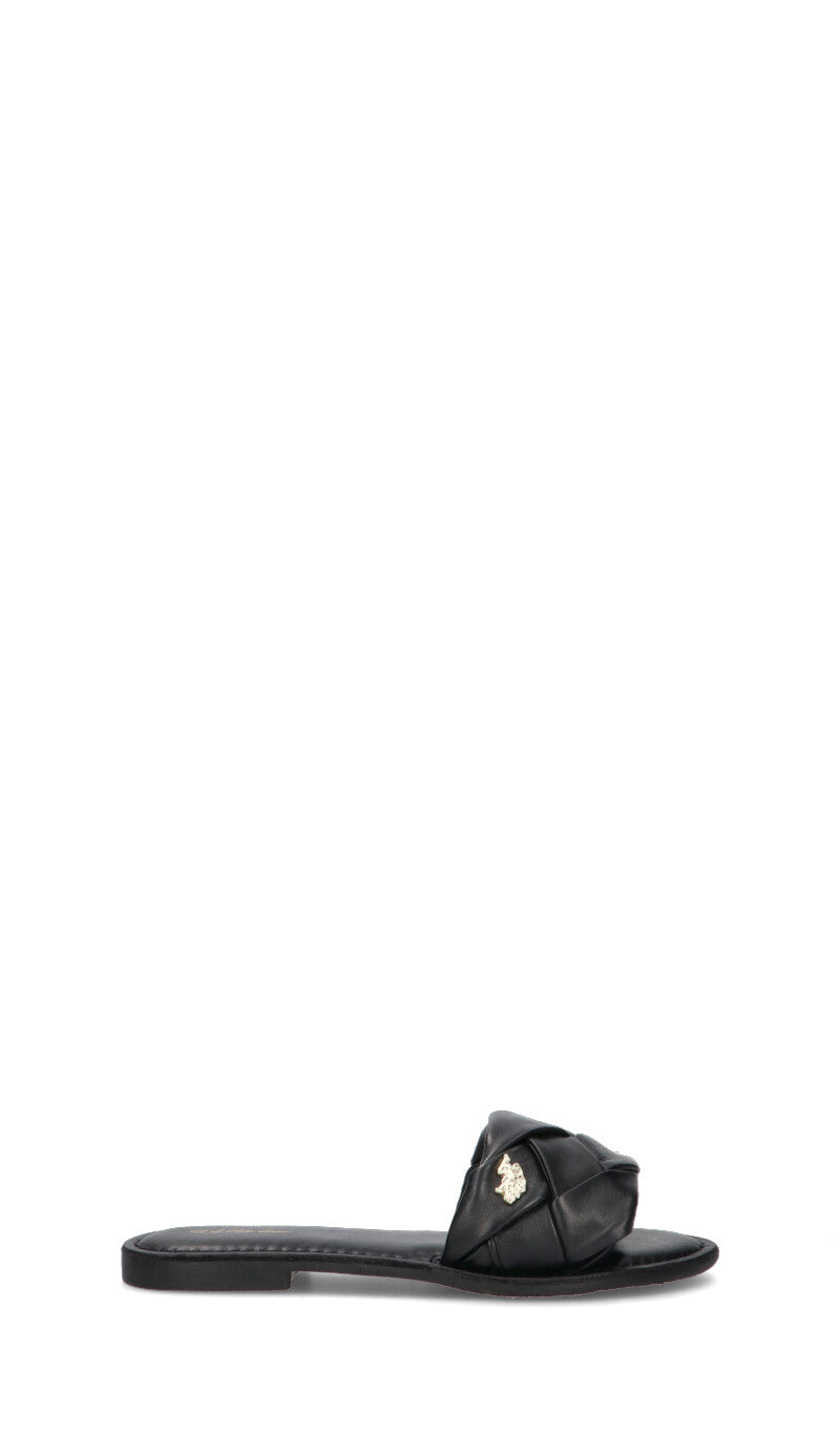U.S. POLO ASSN. Ciabatta donna nera in pelle