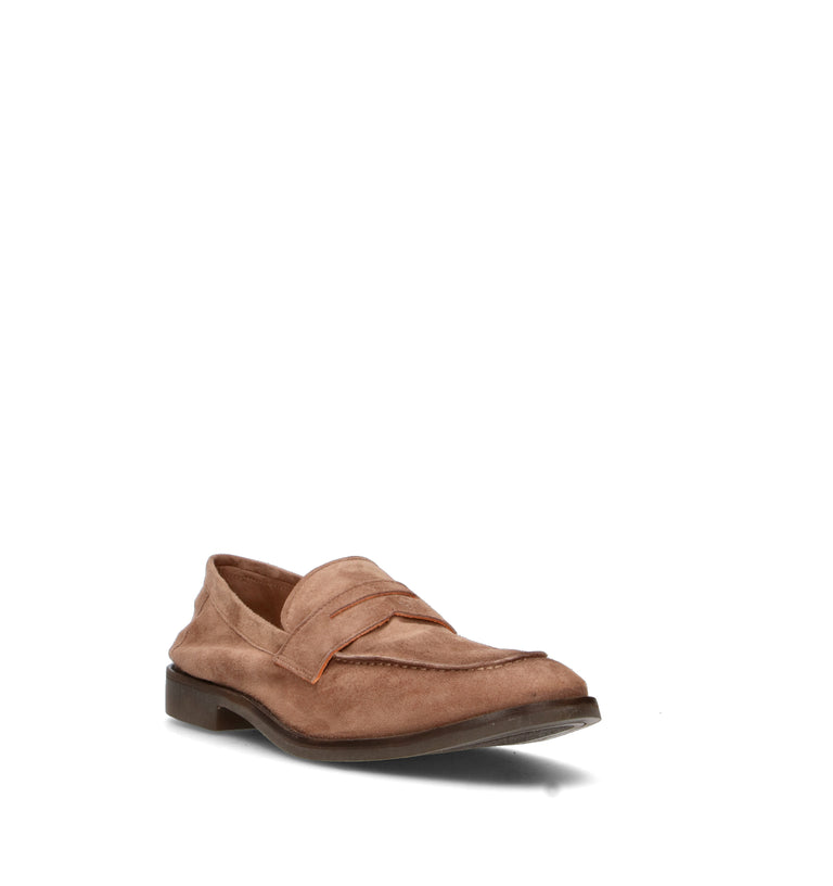 LORENZO TERRA Mocassino uomo taupe in suede