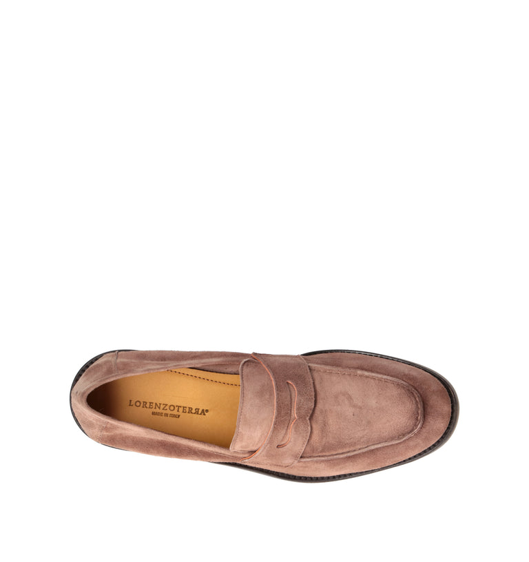 LORENZO TERRA Mocassino uomo taupe in suede