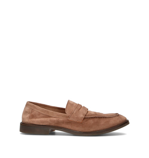 LORENZO TERRA Mocassino uomo taupe in suede