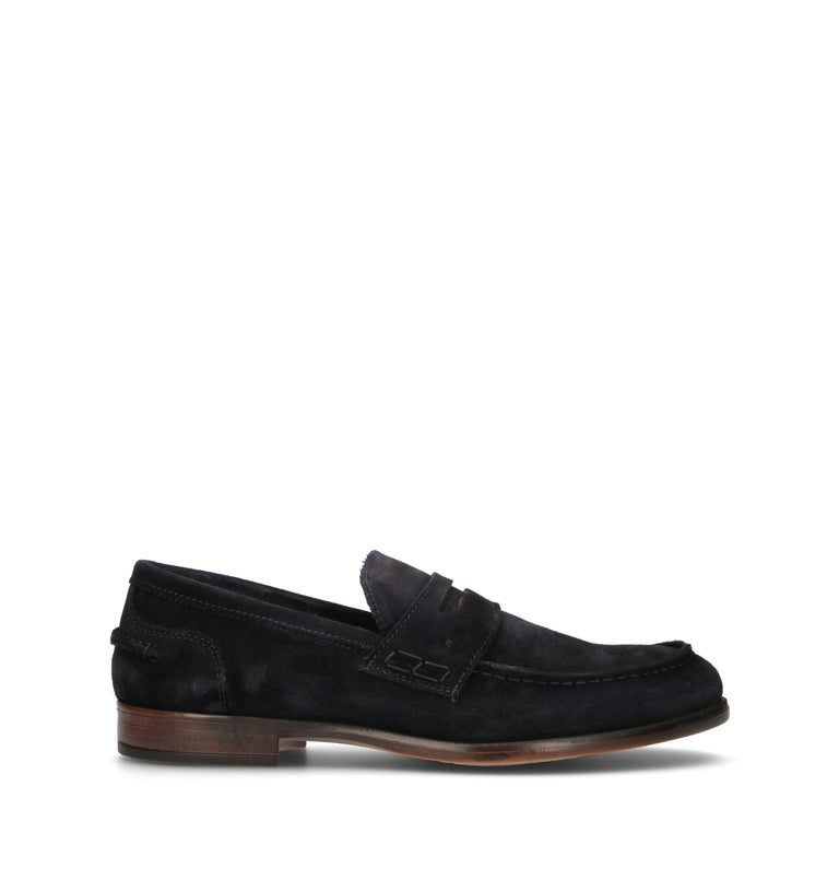 LORENZO TERRA Mocassino uomo blu in suede
