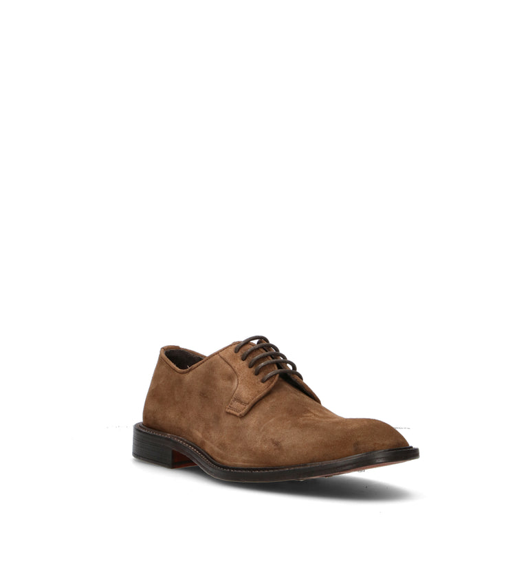 LORENZO TERRA Stringata uomo marrone in suede