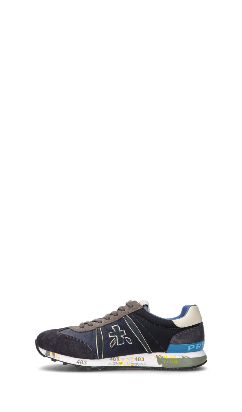 PREMIATA Sneaker uomo blu/testa di moro in pelle