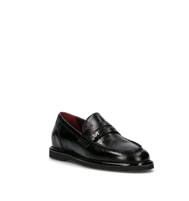 LORENZO MARI Mocassino donna nero in pelle