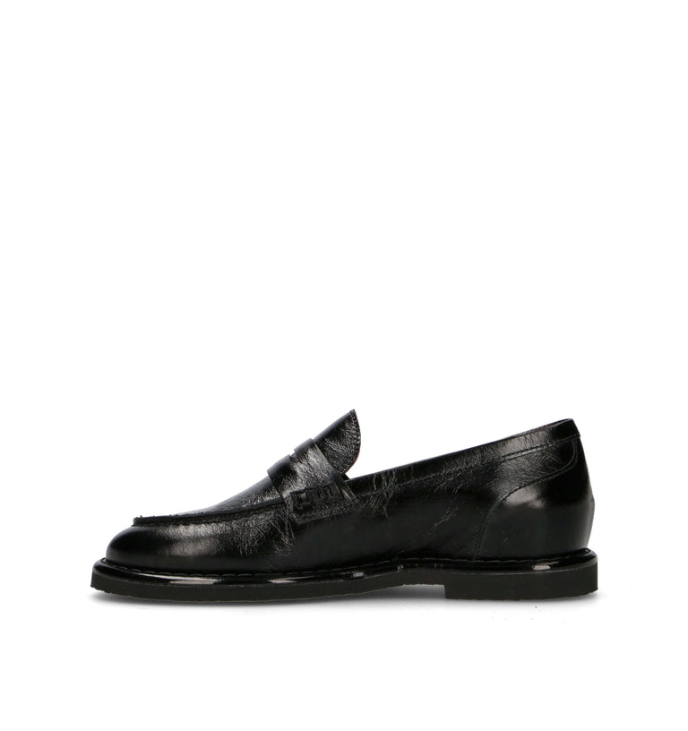 LORENZO MARI Mocassino donna nero in pelle