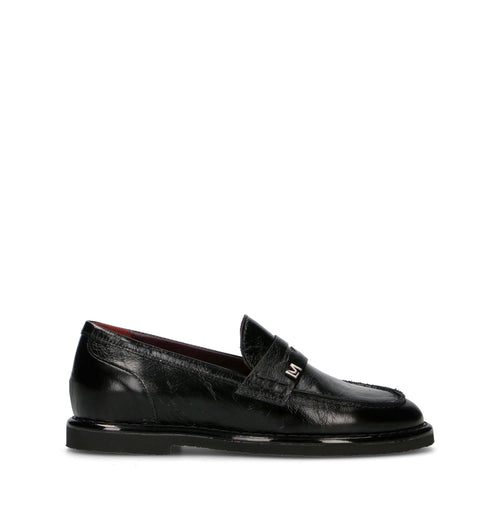 LORENZO MARI Mocassino donna nero in pelle