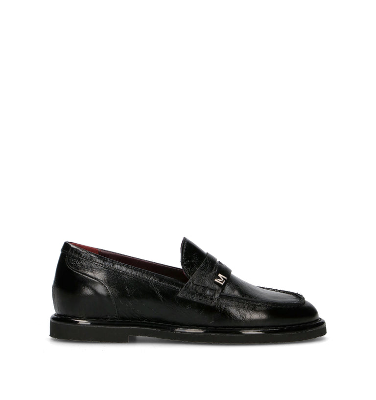 LORENZO MARI Mocassino donna nero in pelle