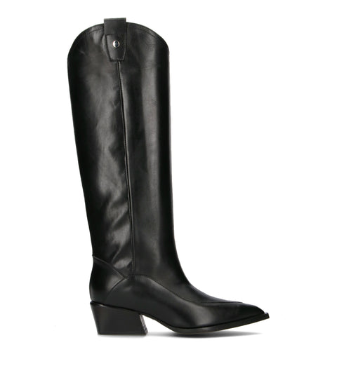 POEVE Stivale donna nero in pelle