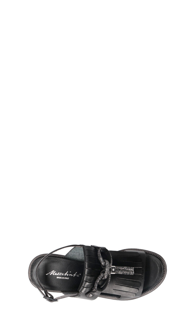 MEZZETINTE Sandalo donna nero in pelle