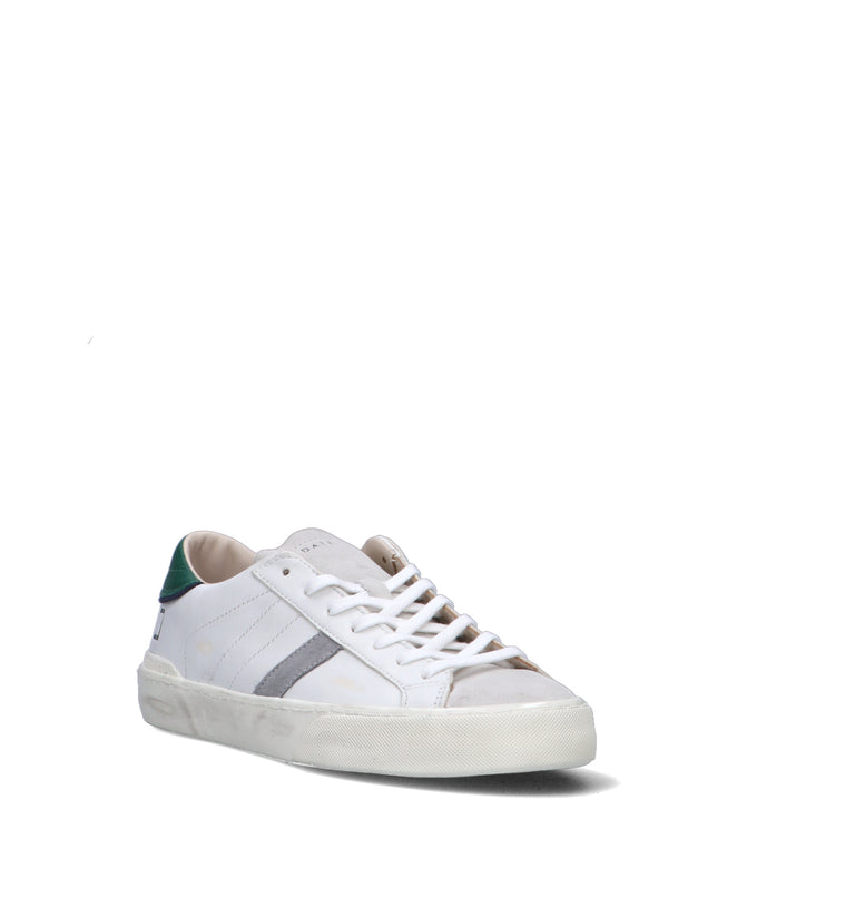 D.A.T.E. Sneaker uomo bianca/verde in pelle