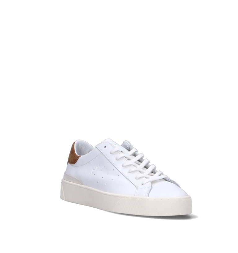 D.A.T.E. Sneaker uomo bianca/marrone in pelle