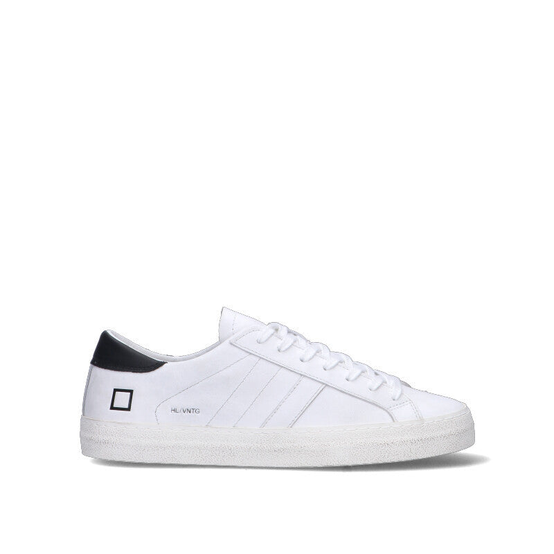 D.A.T.E. - HILL LOW VINTAGE CALF Sneaker uomo bianca/nera in pelle