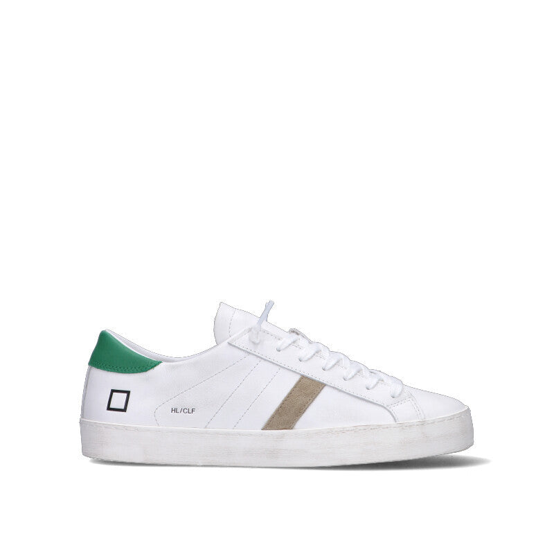 D.A.T.E. HILL LOW CALF Sneaker uomo bianca/verde in pelle