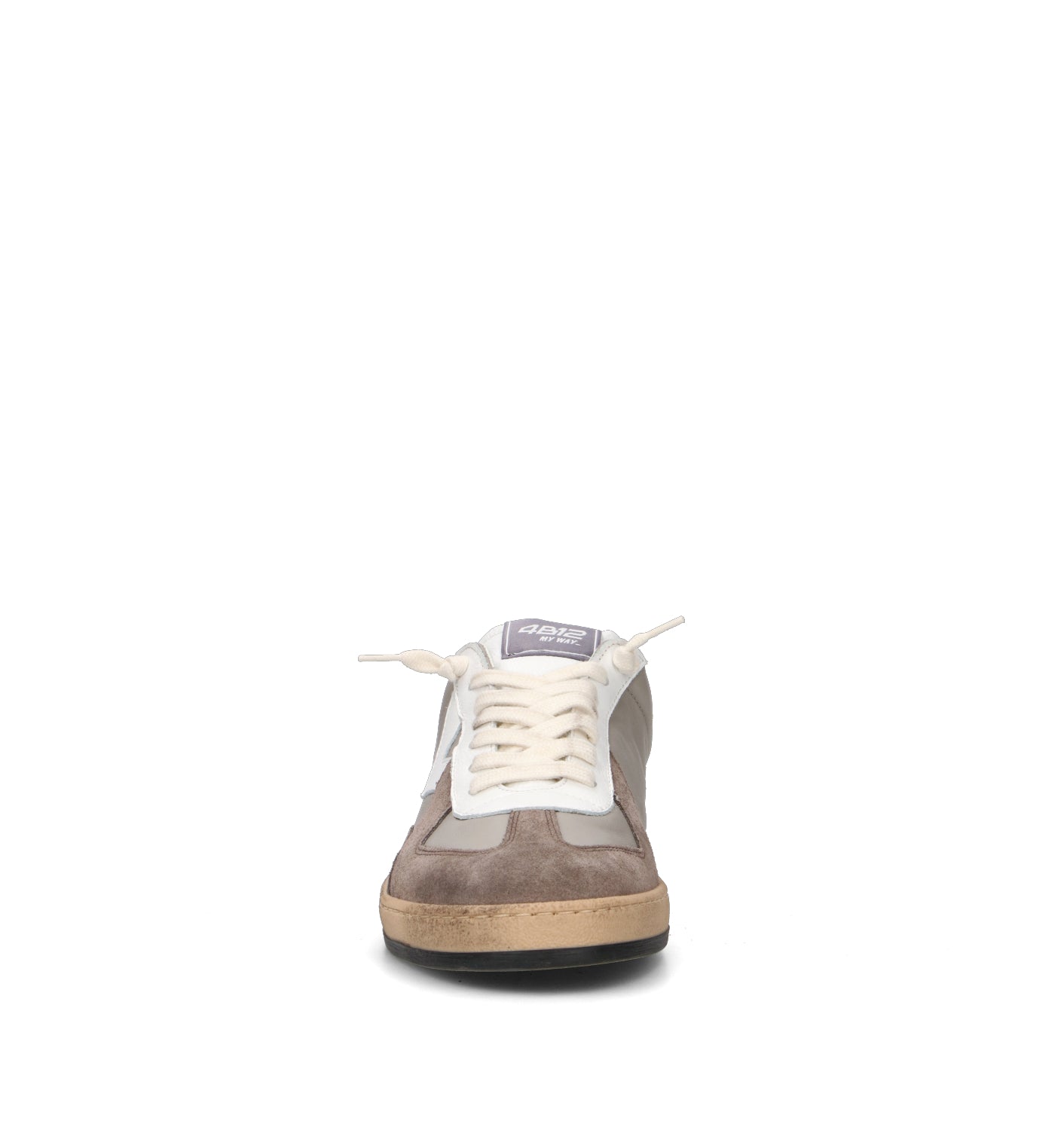 QUATTROBARRADODICI Sneaker uomo grigia in pelle