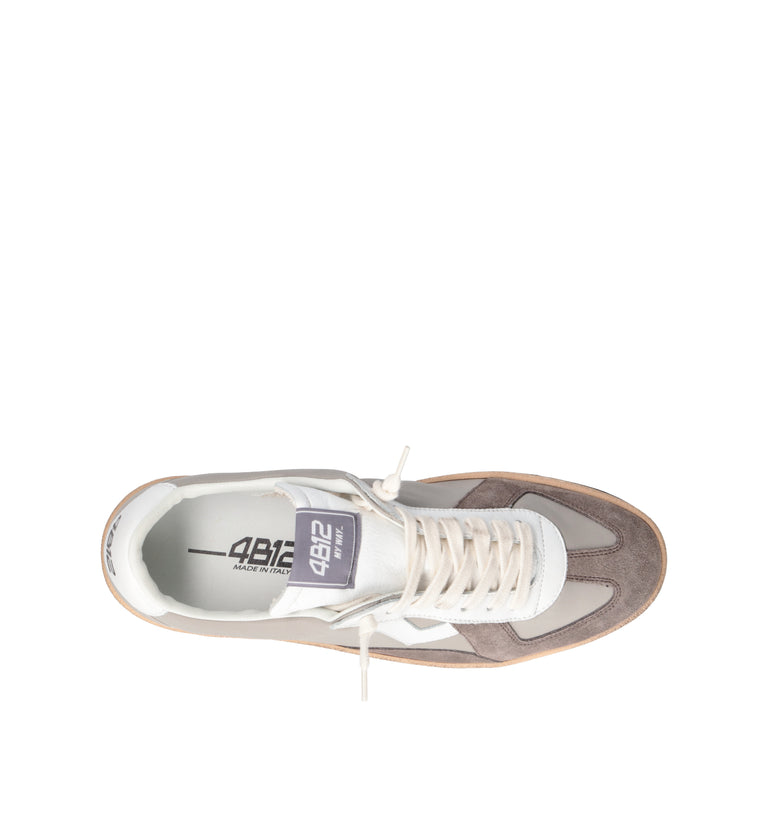 QUATTROBARRADODICI Sneaker uomo grigia in pelle