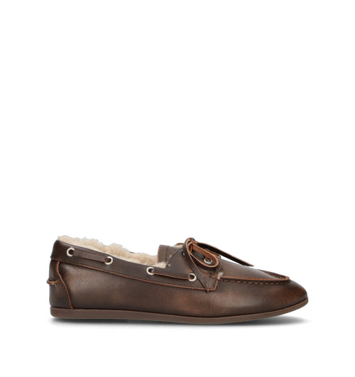A.ENNIE Scarpa barca donna marrone in pelle
