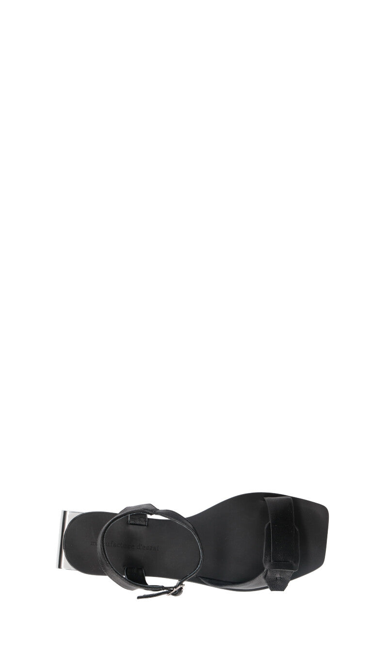 MANUFACTURE D'ESSAI Sandalo donna nero in pelle