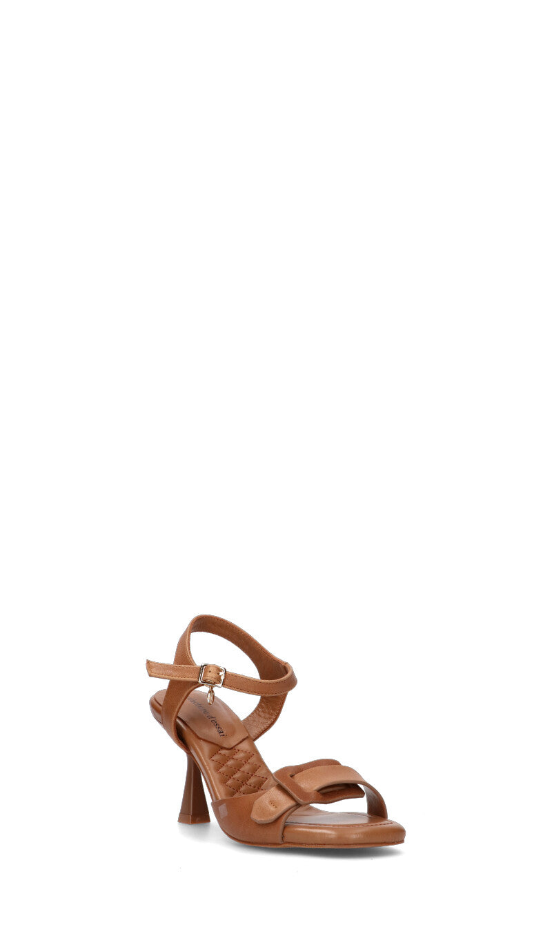 MANUFACTURE D'ESSAI Sandalo donna cammello in pelle