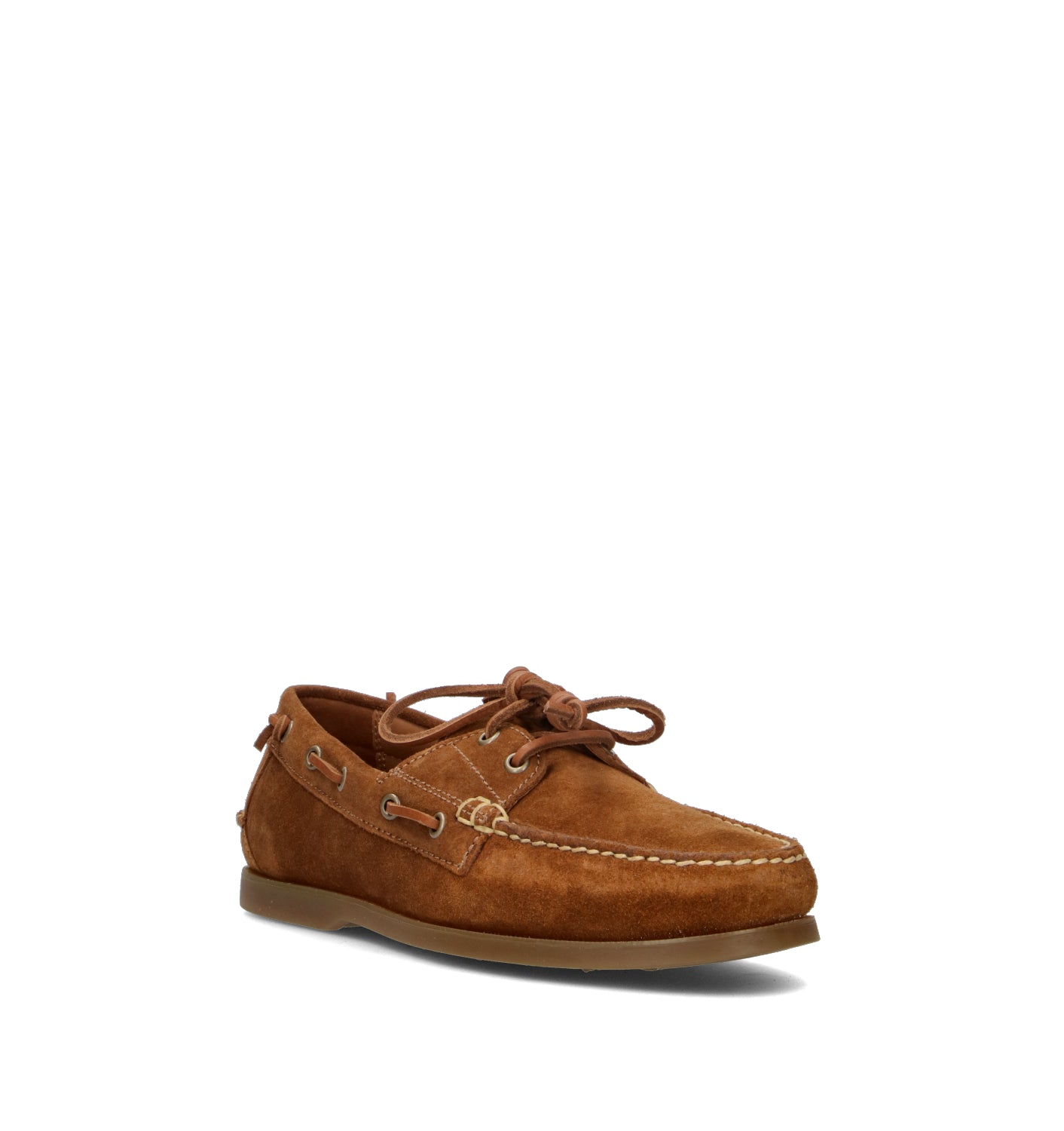 RALPH LAUREN Scarpa barca uomo cuoio in suede