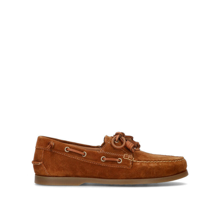 RALPH LAUREN Scarpa barca uomo cuoio in suede