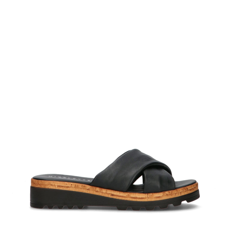 MIDELETTE Ciabatta donna nera in pelle