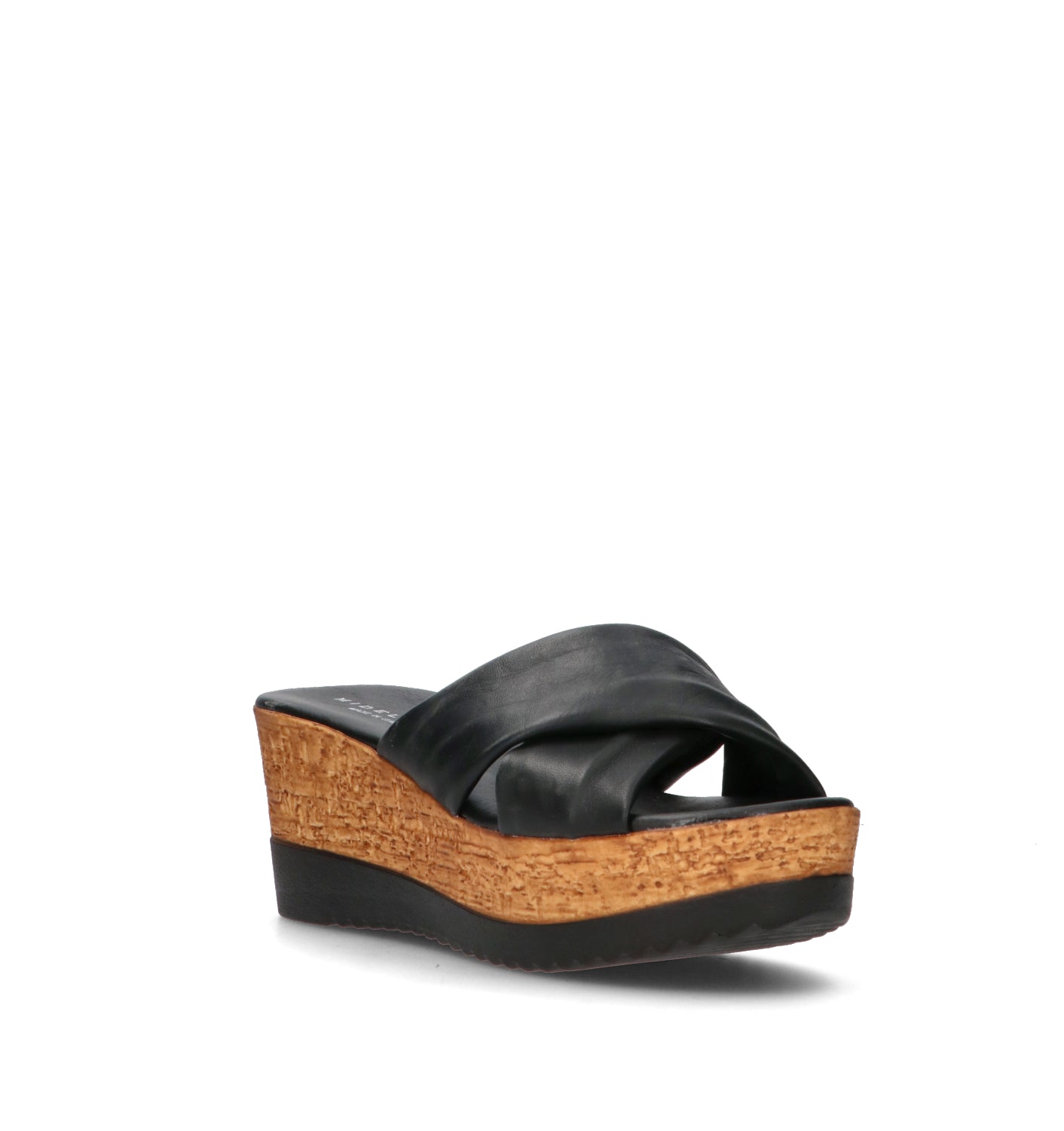 MIDELETTE Sandalo donna nero in pelle