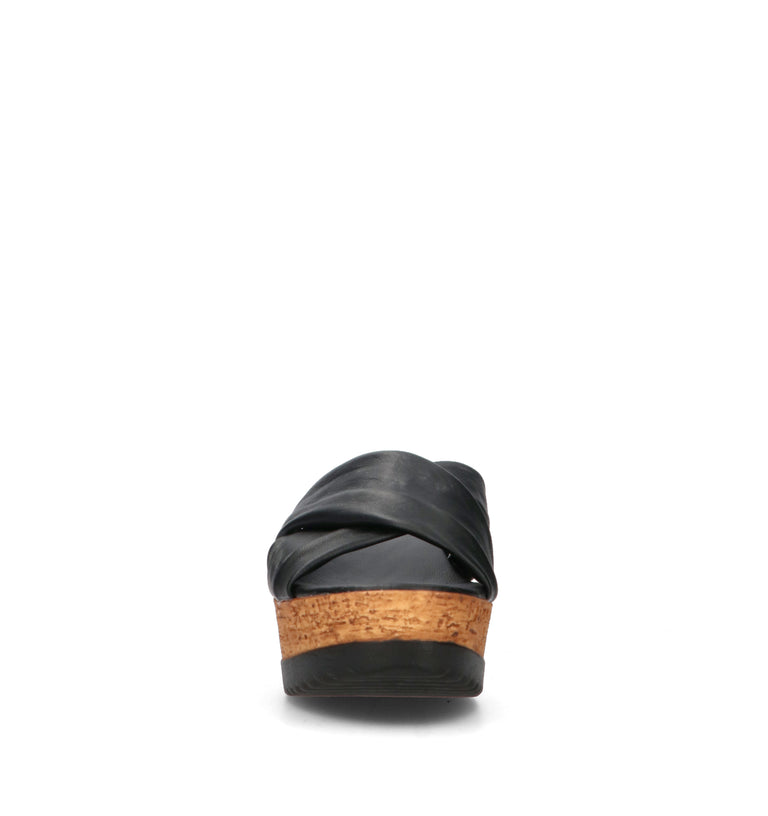 MIDELETTE Sandalo donna nero in pelle