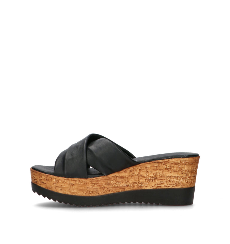 MIDELETTE Sandalo donna nero in pelle
