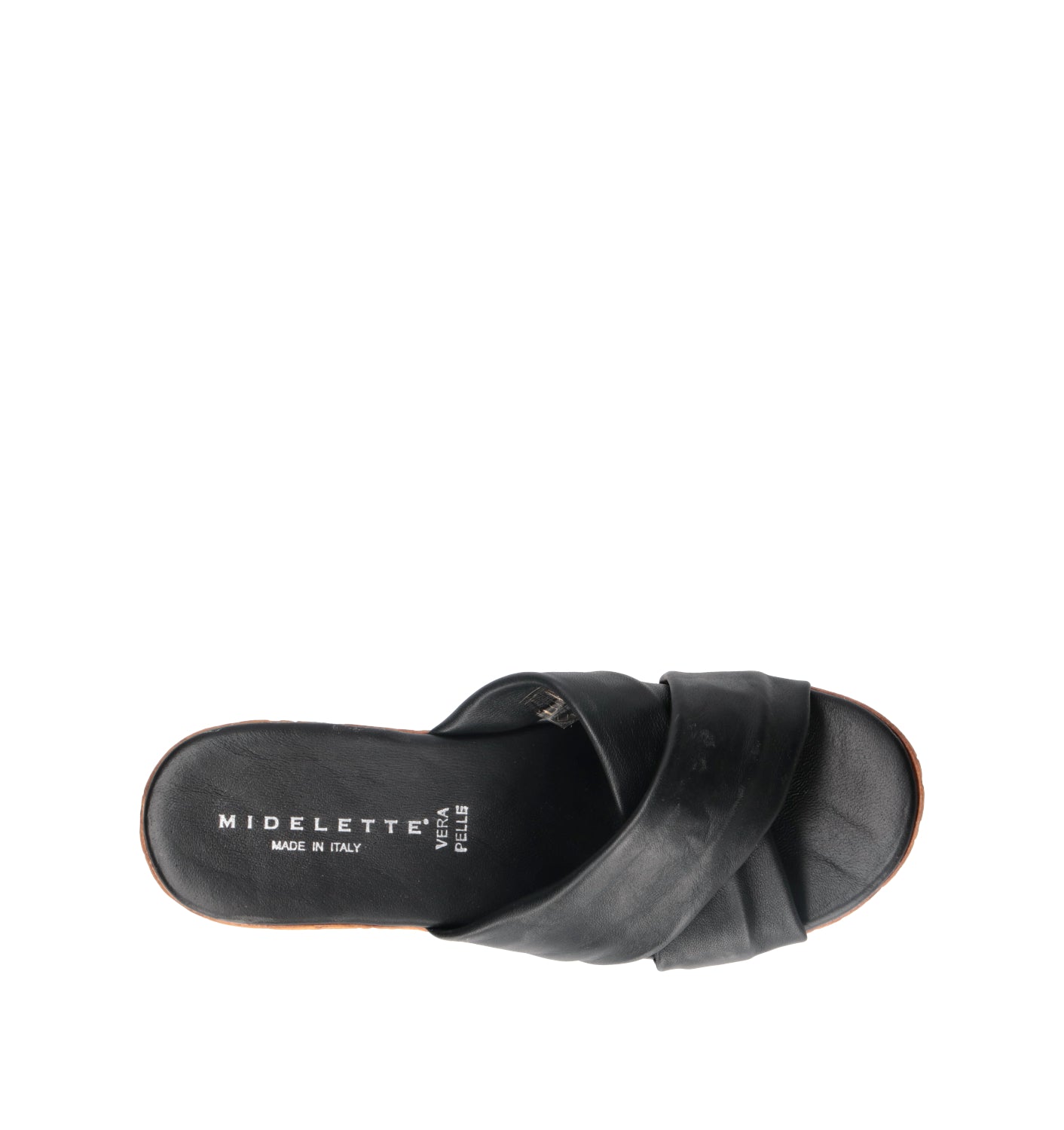 MIDELETTE Sandalo donna nero in pelle