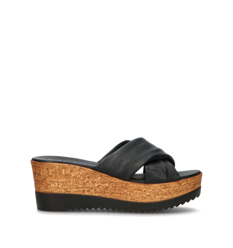MIDELETTE Sandalo donna nero in pelle