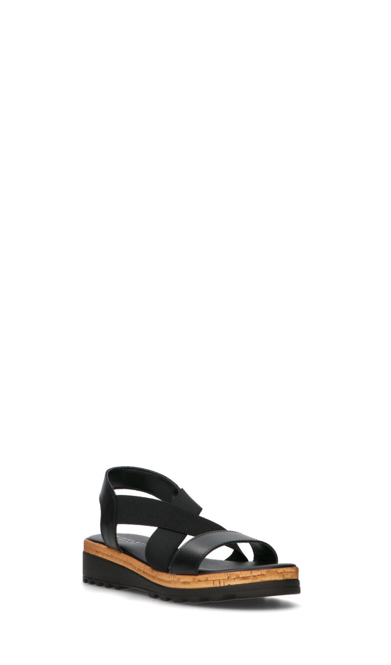 MIDELETTE Sandalo donna nero in pelle