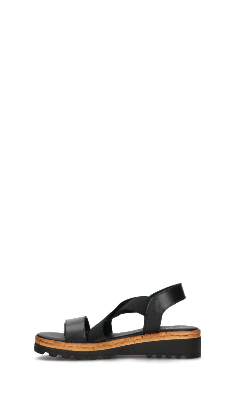 MIDELETTE Sandalo donna nero in pelle