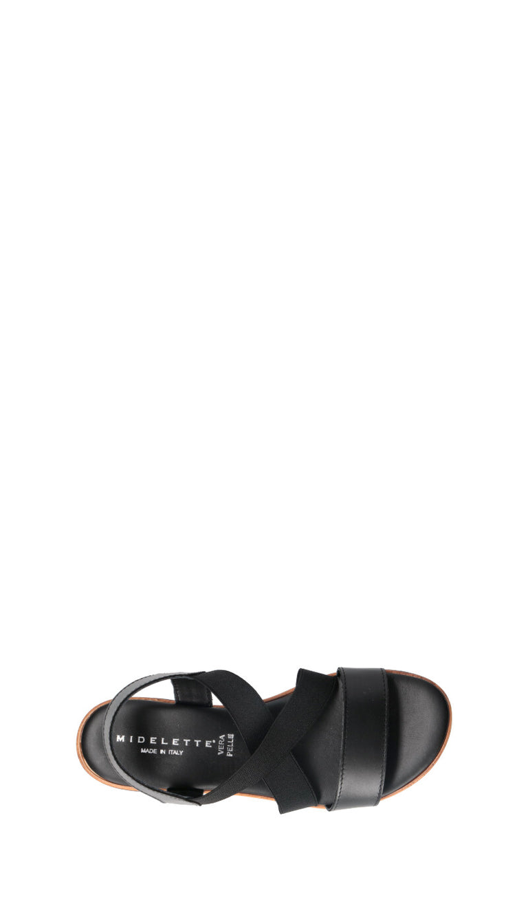 MIDELETTE Sandalo donna nero in pelle