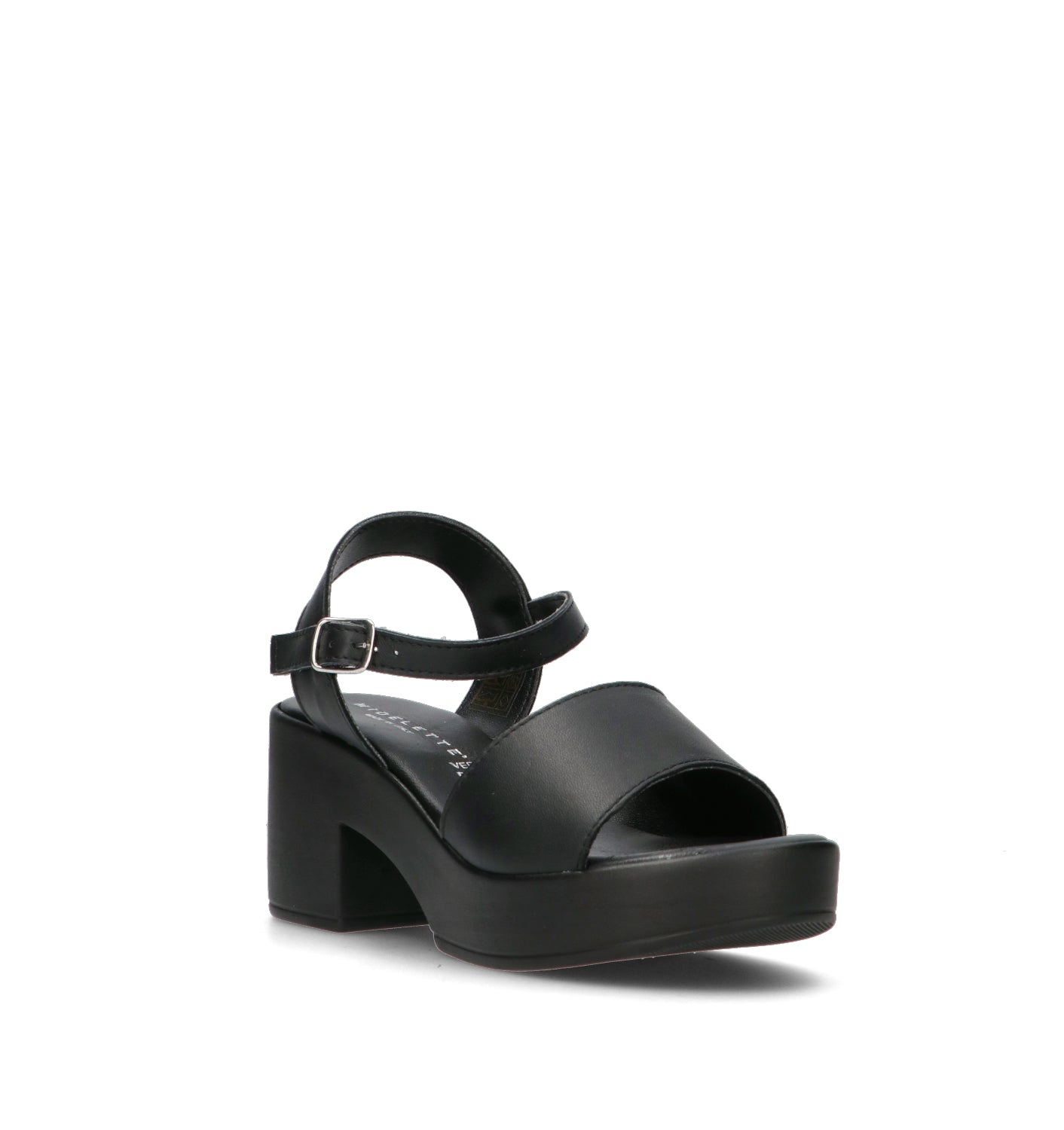 MIDELETTE Sandalo donna nera in pelle