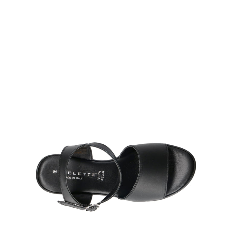 MIDELETTE Sandalo donna nera in pelle