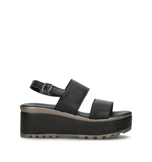 MIDELETTE Sandalo donna nera in pelle