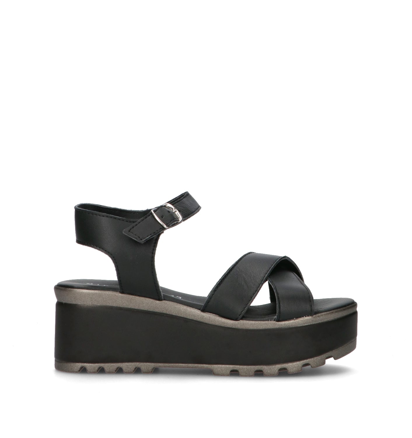 MIDELETTE Sandalo donna nero in pelle