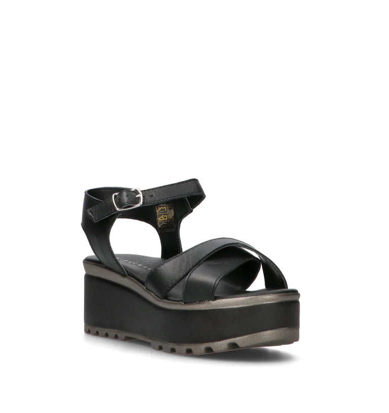 MIDELETTE Sandalo donna nero in pelle