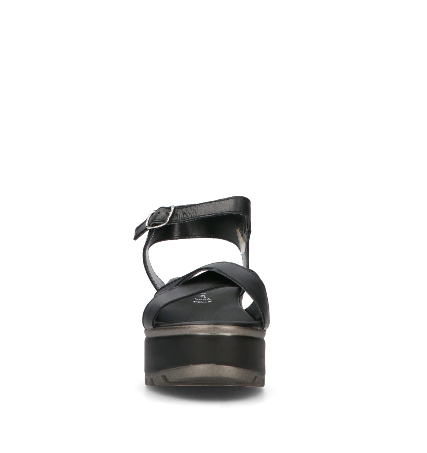 MIDELETTE Sandalo donna nero in pelle