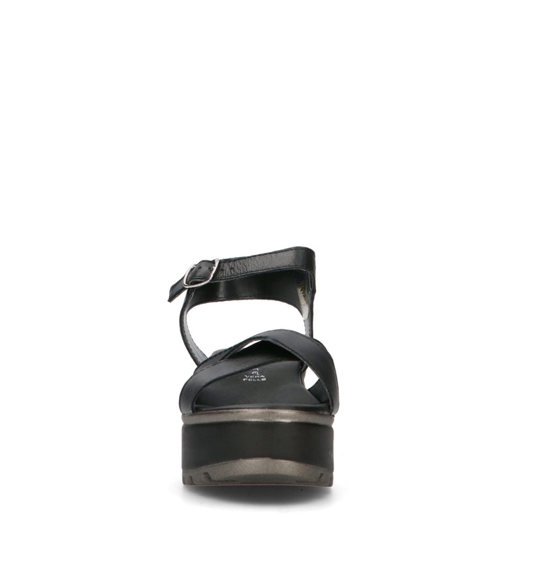 MIDELETTE Sandalo donna nero in pelle
