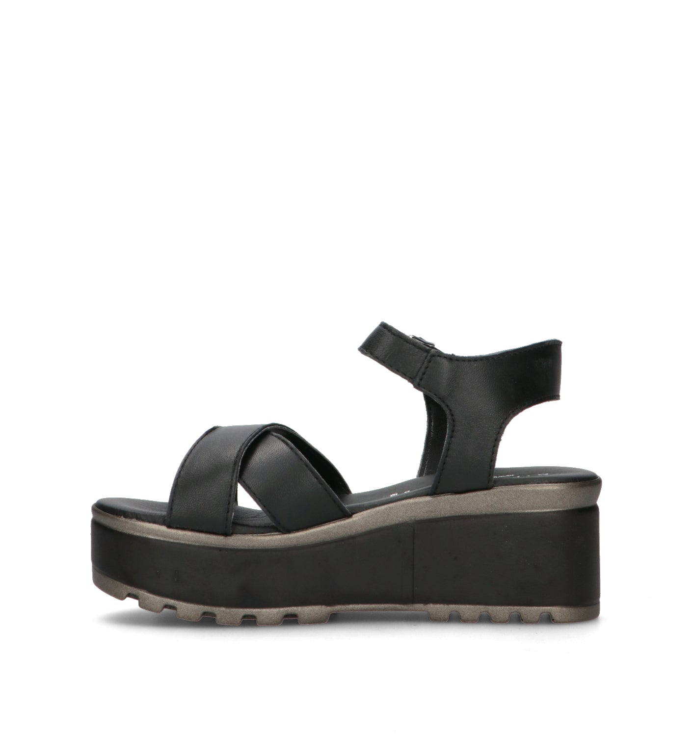 MIDELETTE Sandalo donna nero in pelle