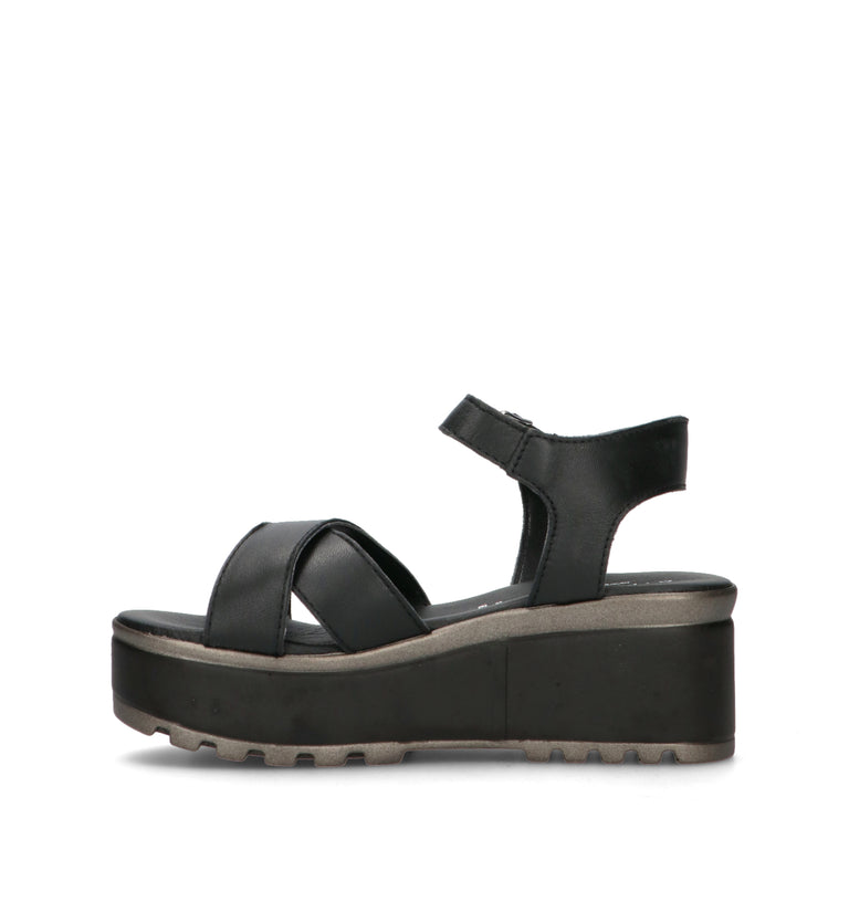 MIDELETTE Sandalo donna nero in pelle