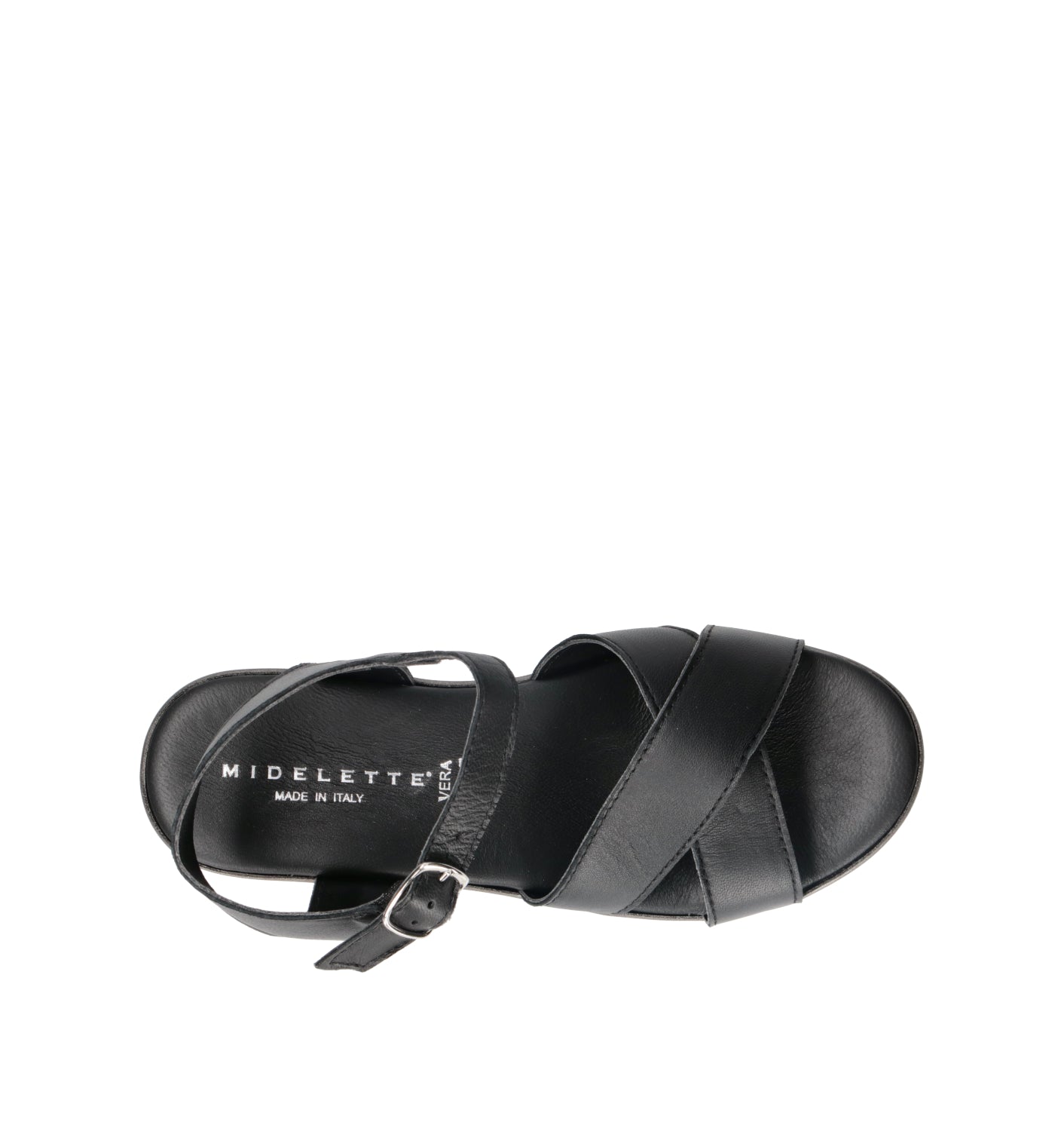 MIDELETTE Sandalo donna nero in pelle