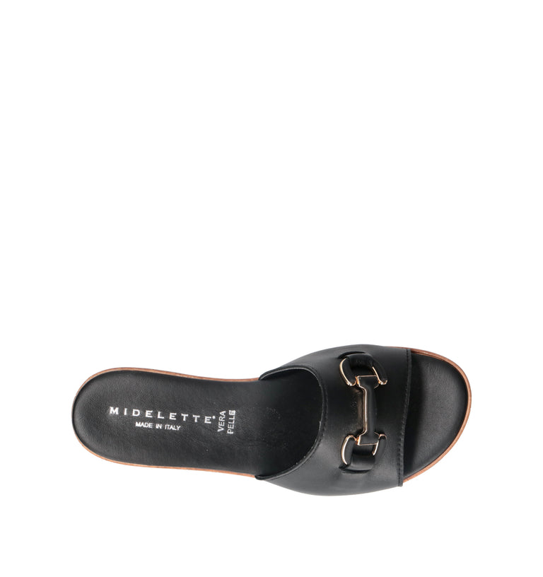 MIDELETTE Ciabatta donna nera in pelle