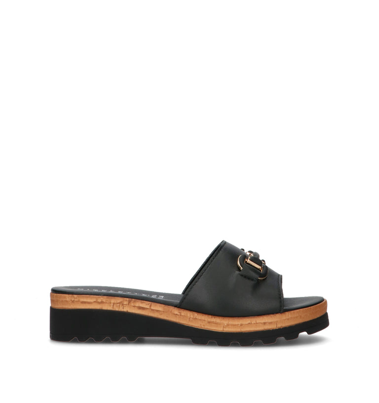 MIDELETTE Ciabatta donna nera in pelle
