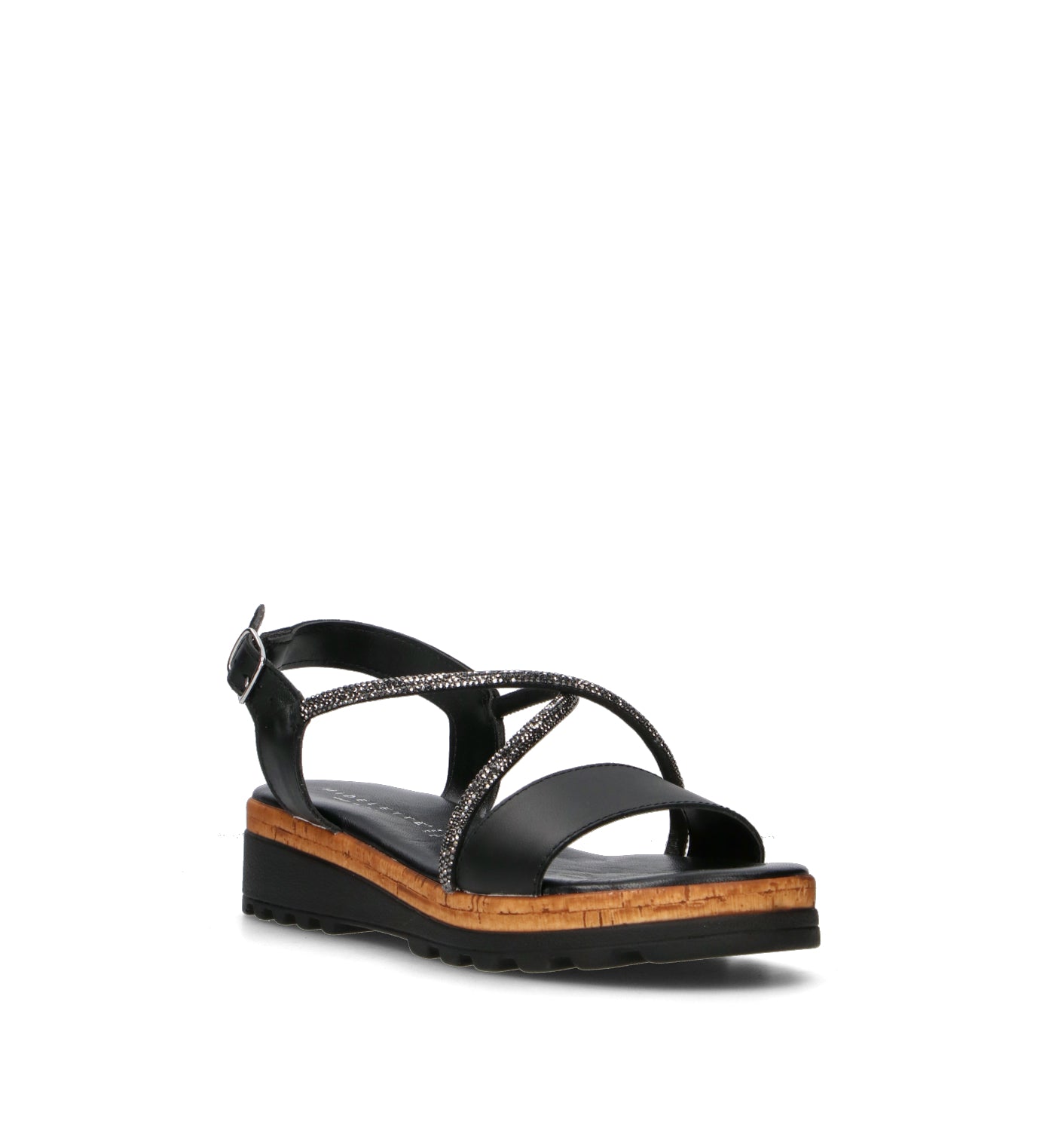 MIDELETTE Sandalo donna nero in pelle
