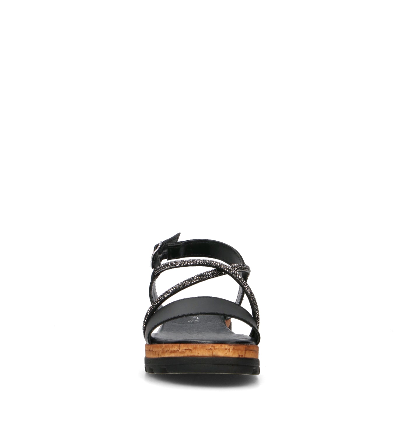 MIDELETTE Sandalo donna nero in pelle