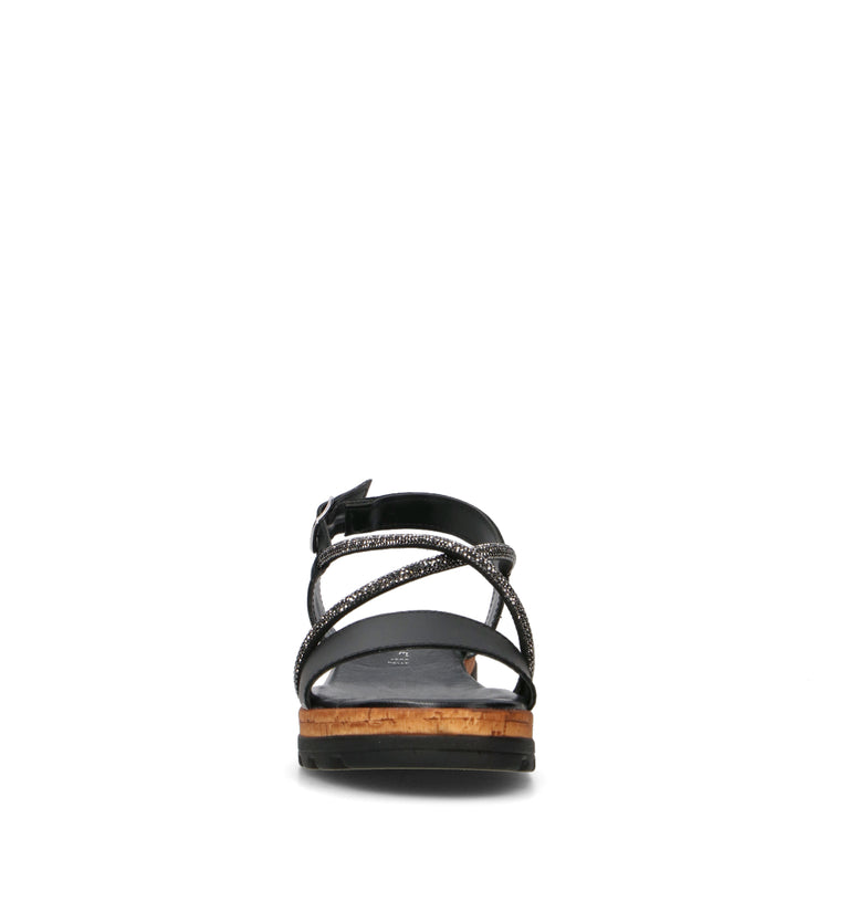 MIDELETTE Sandalo donna nero in pelle