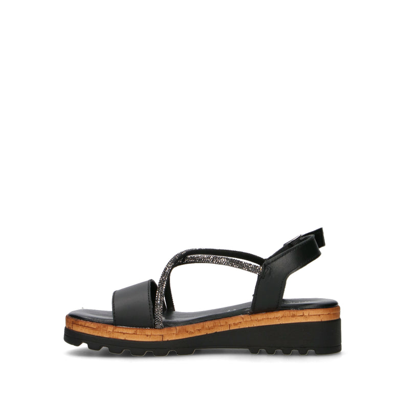 MIDELETTE Sandalo donna nero in pelle