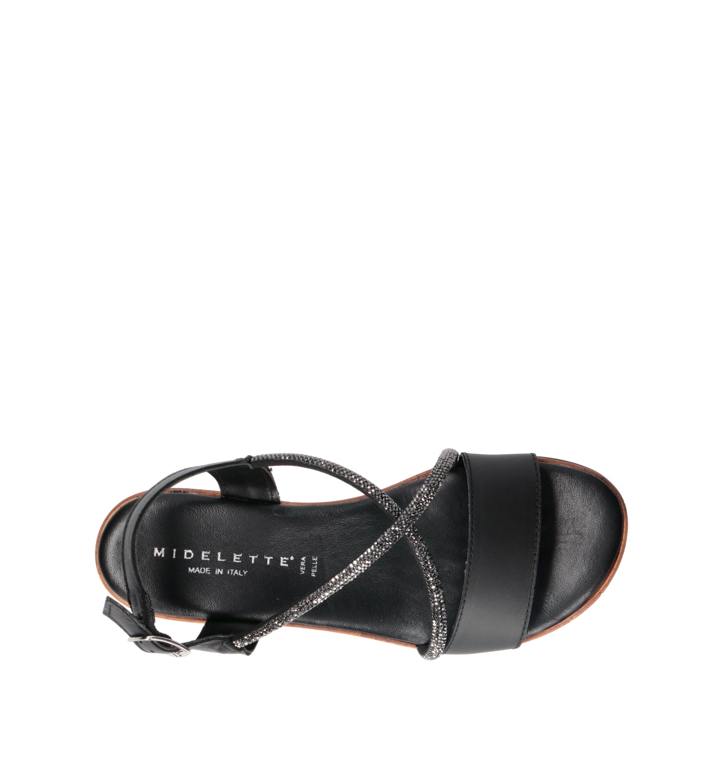 MIDELETTE Sandalo donna nero in pelle